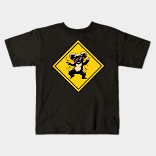 Dancing koala with sunglasses on traffic sign Kids T-Shirt